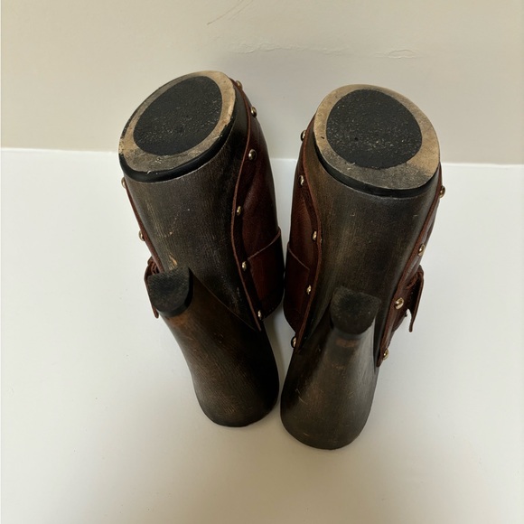 REPORT Brown Leather Laurent clog platform buckle - Picture 14 of 14